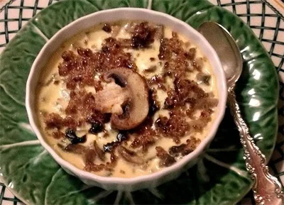 Crème brûlée salée aux champignons
