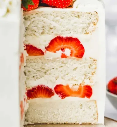 Layer Cake Fraisier avec fraises fraîches