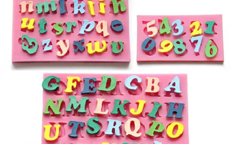 Moule à lettres et chiffres alphabet en silicone pour pâte à sucre