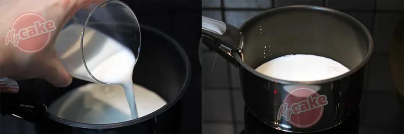Faites tiédir la grosse portion de lait