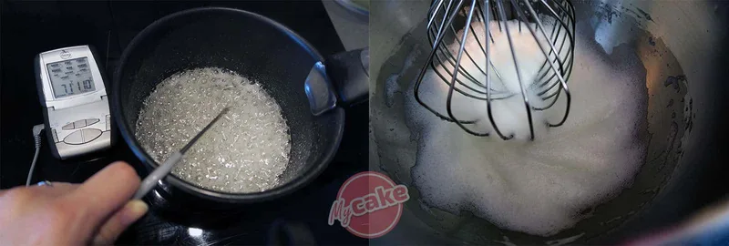 A 110 °C, commencez à battre les blancs d'oeufs