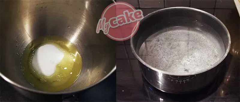 Mélangez votre sucre et vos blancs d'oeufs, puis préparez votre casserole
