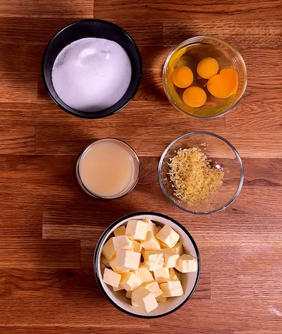 Ingrédients nécessaires pour la crème au citron