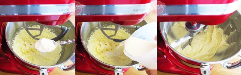 Incorporez alternativement la levure/farine et le lait